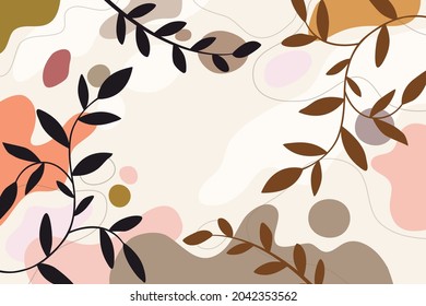 Design banner frame background with beautiful. background for design. Colorful background with tropical plants. Place for your text.