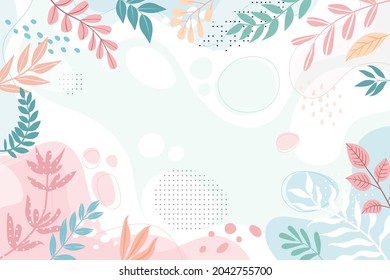 Design banner frame background with beautiful. background for design. Colorful background with tropical plants. Place for your text.