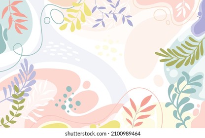 Design banner frame background .Colorful poster background vector illustration.Exotic plants, branches,art print for beauty, fashion and natural products,wellness, wedding and event.	