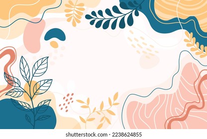 Design banner frame background .Colorful poster background vector illustration.Exotic plants, branches,art print for beauty, fashion and natural products,wellness, wedding and event.