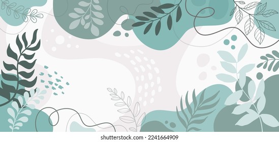 Design banner frame background .Colorful poster background vector illustration.Exotic plants, branches,art print for beauty, fashion and natural products,wellness, wedding and event.