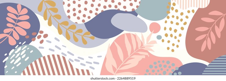 Design banner frame background .Colorful poster background vector illustration.Exotic plants, branches,art print for beauty, fashion and natural products,wellness, wedding and event.