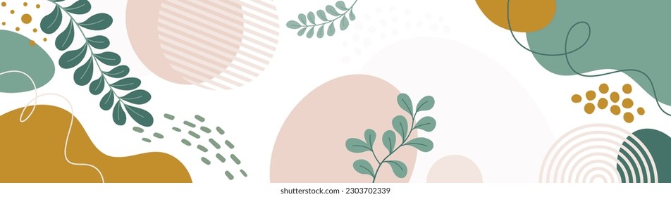 Design banner frame background .Colorful poster background vector illustration.Exotic plants, branches,art print for beauty, fashion and natural products,wellness, wedding and event.