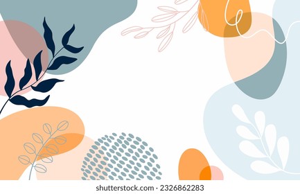 Design banner frame background .Colorful poster background vector illustration.Exotic plants, branches,art print for beauty, fashion and natural products,wellness, wedding and event.