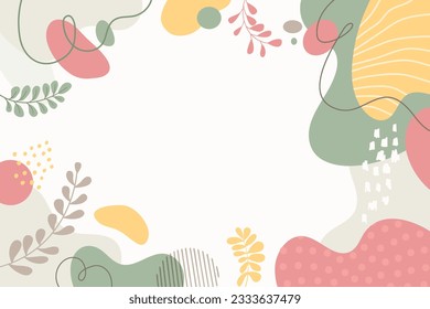 Design banner frame background .Colorful poster background vector illustration.Exotic plants, branches,art print for beauty, fashion and natural products,wellness, wedding and event.