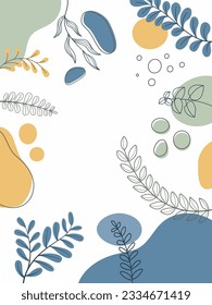 Design banner frame background .Colorful poster background.branches,art print for beauty, fashion and natural products,wellness, wedding and event.