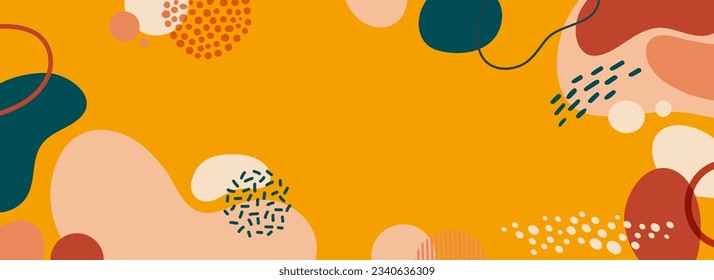 Design banner frame background .Colorful poster background vector illustration.Exotic plants, branches,art print for beauty, fashion and natural products,wellness, wedding and event.