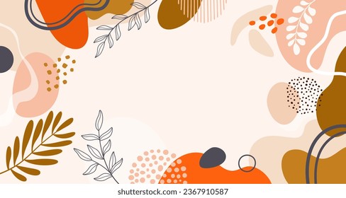 Design banner frame background .Colorful poster background vector illustration.Exotic plants, branches,art print for beauty, fashion and natural products,wellness, wedding and event.
