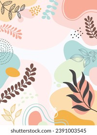 Design banner frame background .Colorful poster background vector illustration.Exotic plants, branches,art print for beauty, fashion and natural products,wellness, wedding and event.