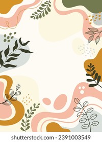 Design banner frame background .Colorful poster background vector illustration.Exotic plants, branches,art print for beauty, fashion and natural products,wellness, wedding and event.