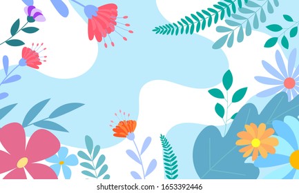 Design banner frame flower Spring background with beautiful. Vector illustration template banners.