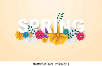 Design banner frame flower Spring sale background with beautiful. Vector illustration template banners.