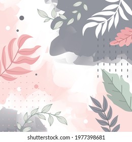 Design banner frame flower Spring background with beautiful. flower background for design. Colorful background with tropical plants. Place for your text.