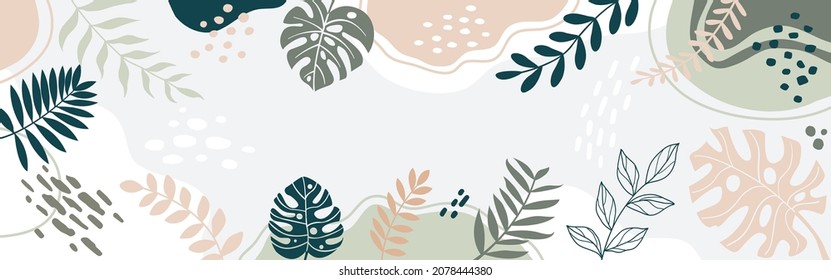 Diseñar el marco floral del marco floral Fondo de primavera con hermoso. fondo floral para el diseño. Fondo colorido con plantas tropicales. Coloca tu texto.