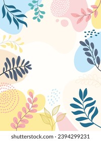 Design banner frame flower Spring background with beautiful. flower background for design. Colorful background with tropical plants.	