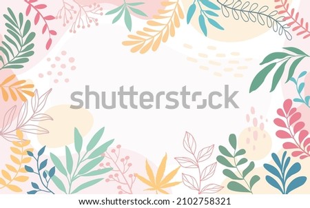 Design banner frame flower Spring background with beautiful. flower background for design. Colorful background with tropical plants. Place for your text.	