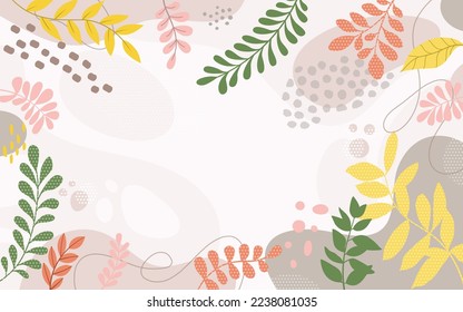 Design banner frame Spring background with beautiful.Colorful background with tropical plants. Place for your text.