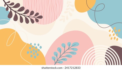 Design banner frame Spring background with beautiful. background for design. Colorful background with tropical plants. Place for your text.