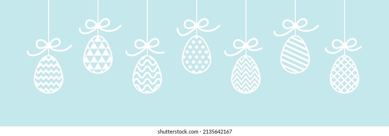 Design of a banner with hanging Easter eggs. Vector