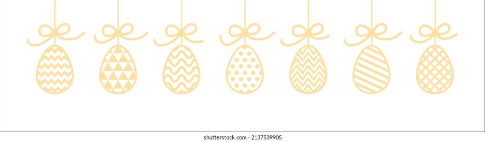 Design of a banner with hanging Easter eggs. Vector