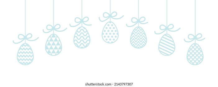 Design of a banner with hanging Easter eggs. Vector