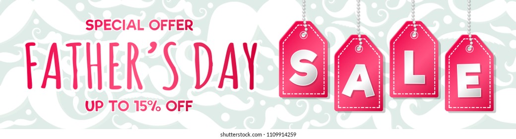 Design of banner with mustaches for Father's Day Sale - Vector.