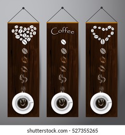 design banner set with coffee