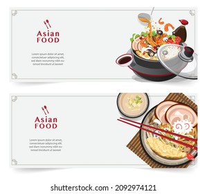 Design banner for social networks, Asian food Template Design for advertising, vector illustration