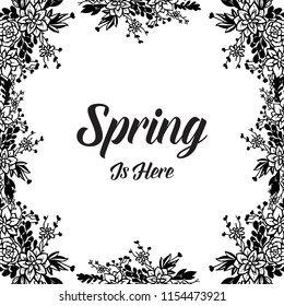 Design banner with spring is here floral frame vector illustration