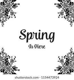 Design banner with spring is here floral frame vector illustration