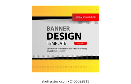 Design banner square template, editable . Black and yellow background color with stripe line shape. Suitable for social media post and web internet ads. Vector illustration