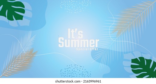 design banner summer leaf blue and green vector illustration