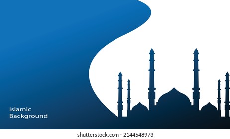 Design banner template concept islamic. Vector illustration with silhouette mosque. 