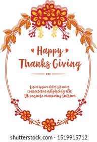 Design for banner of thanksgiving with perfect autumn leaf floral frame. Vector