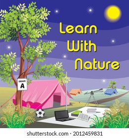 design for a banner with the theme of back to school and start the activity starting with an outdoor camp. Background and text can be edited according to your needs. design vector school camp