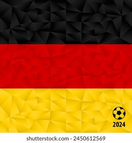 Design of banners with black, red, yellow polygonal elements. Polygonal background in German flag colors. Corporate Identity for your web site design, app, UI. Soccer ball. EPS10. 