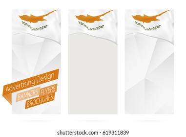 Design of banners, flyers, brochures with flag of Cyprus. Leaflet Template for website or printing. Vector Illustration.