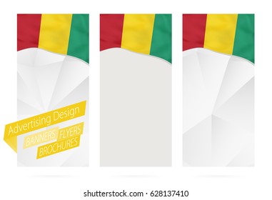 Design of banners, flyers, brochures with flag of Guinea. Leaflet Template for website or printing. Vector Illustration.
