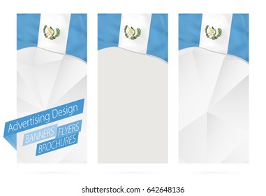 Design of banners, flyers, brochures with flag of Guatemala. Leaflet Template for website or printing. Vector Illustration.