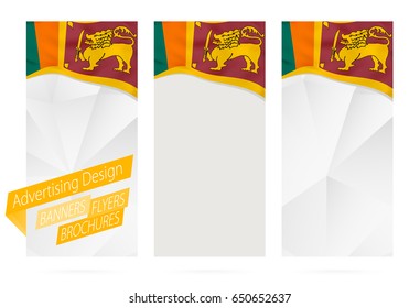 Design of banners, flyers, brochures with flag of Sri Lanka. Leaflet Template for website or printing. Vector Illustration.