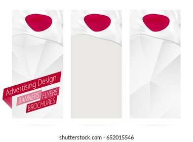 Design of banners, flyers, brochures with flag of Japan. Leaflet Template for website or printing. Vector Illustration.