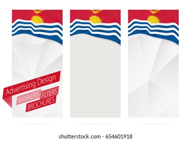 Design of banners, flyers, brochures with flag of Kiribati. Leaflet Template for website or printing. Vector Illustration.