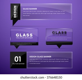Design banners glass with legs in the form of a bubble quotes and black buttons. Vector illustration. Set