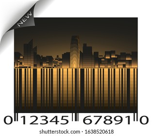 design of a bar code in the form of a night city reflected in water