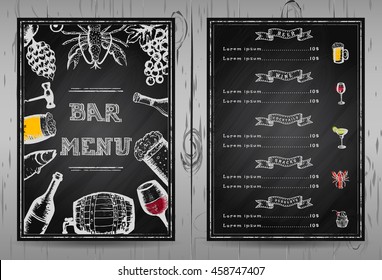 Design Bar Menu, Template Restaurant Menu, Chalkboard Menu