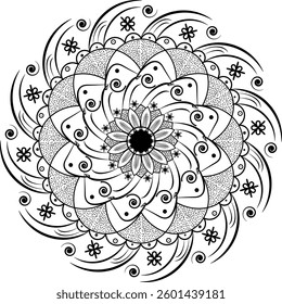 The design is based on a circular structure with repeating patterns radiating from the center.