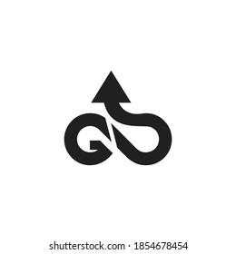A design with the basic shape of the letter G with a modification using an upward pointing arrow, can be used for logo and icon designs