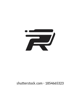 A design with the basic shape of the letter R with lines that give the impression the shape is going fast, can be used for logo and icon designs