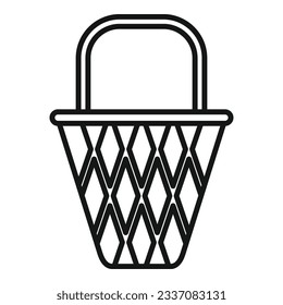 Diseñar vector de contorno de icono de cesta. Mazo de picnic. Tejido de mercado