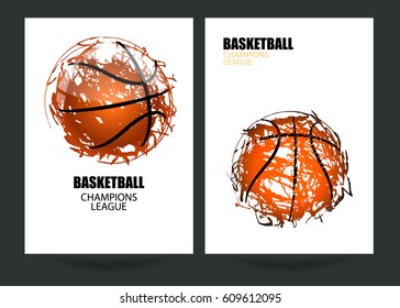 Design for basketball. Set posters for the tournament. Abstract background. Streetball. EPS file is layered. 